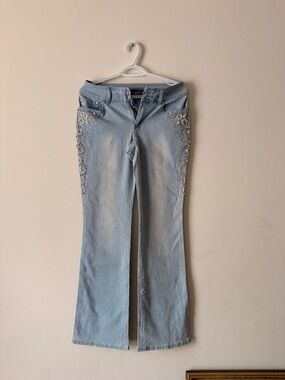 Light Blue Embellished Women's Jeans